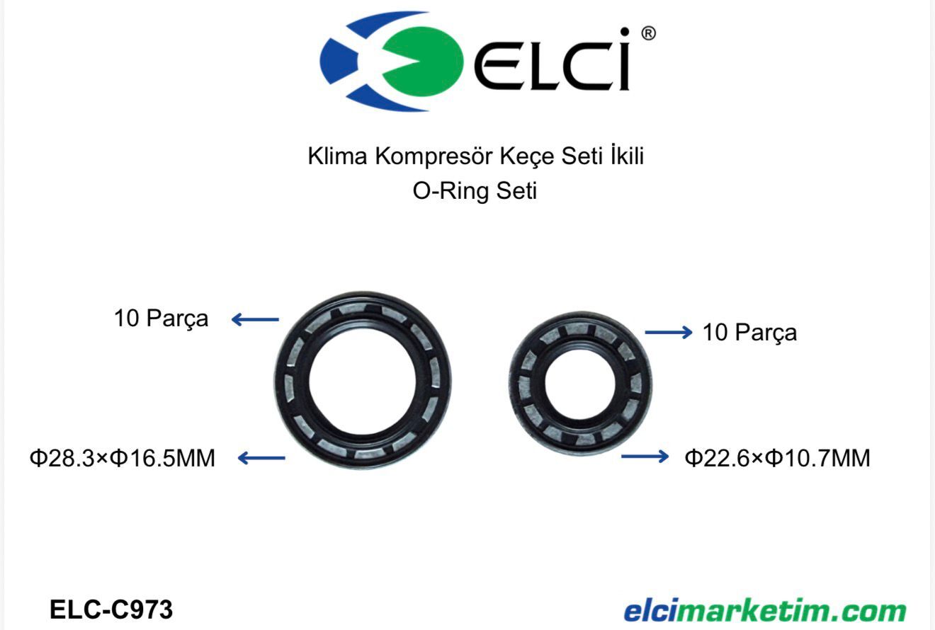 Klima Kompresör Keçe Seti İkili O-Ring Takımı 20 Parça (10+10 Adet)